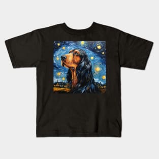 Gordon Setter portrait in Van Gogh Style Kids T-Shirt